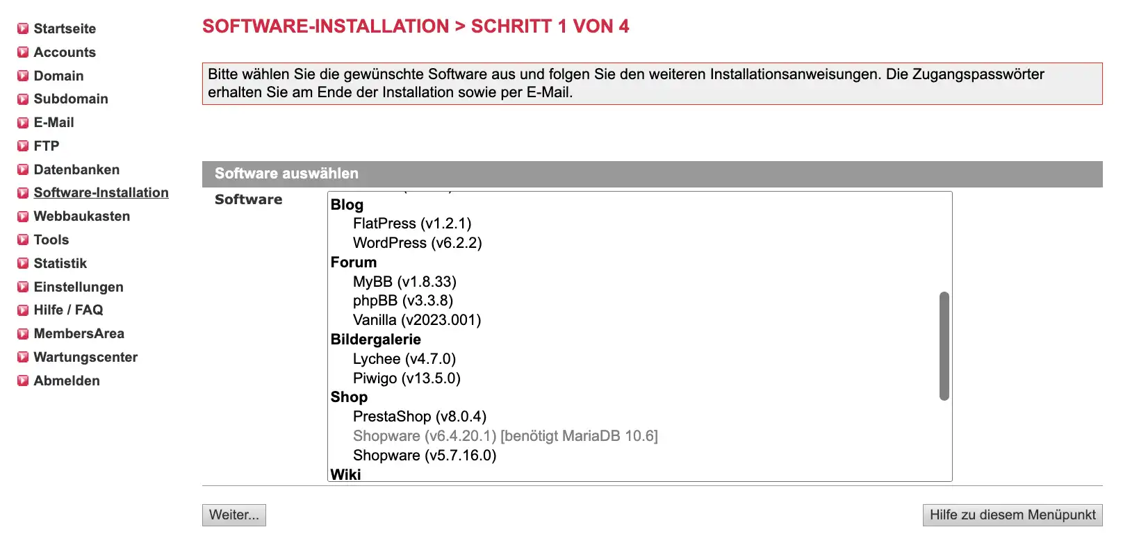 All-Inkl Software-Installer (einfache Software Installation)