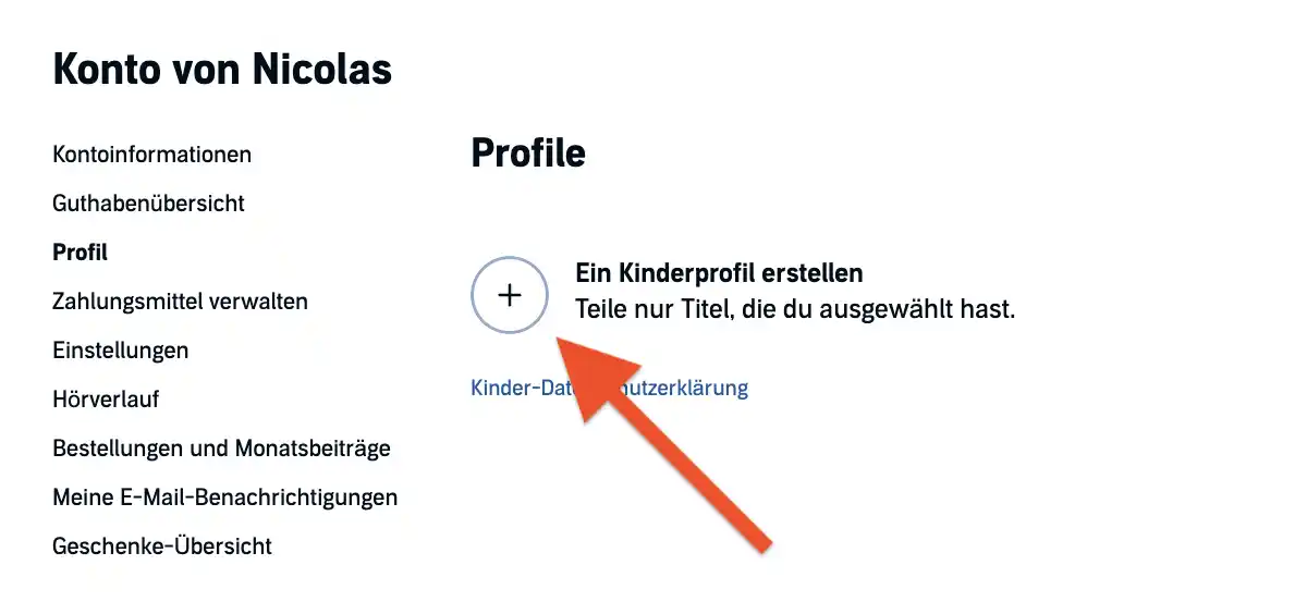 Audible: Kinder-Profil erstellen (1)