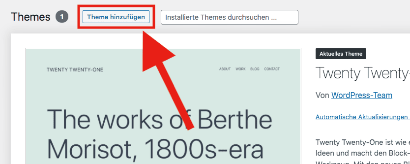 blog wordpress theme auswählen