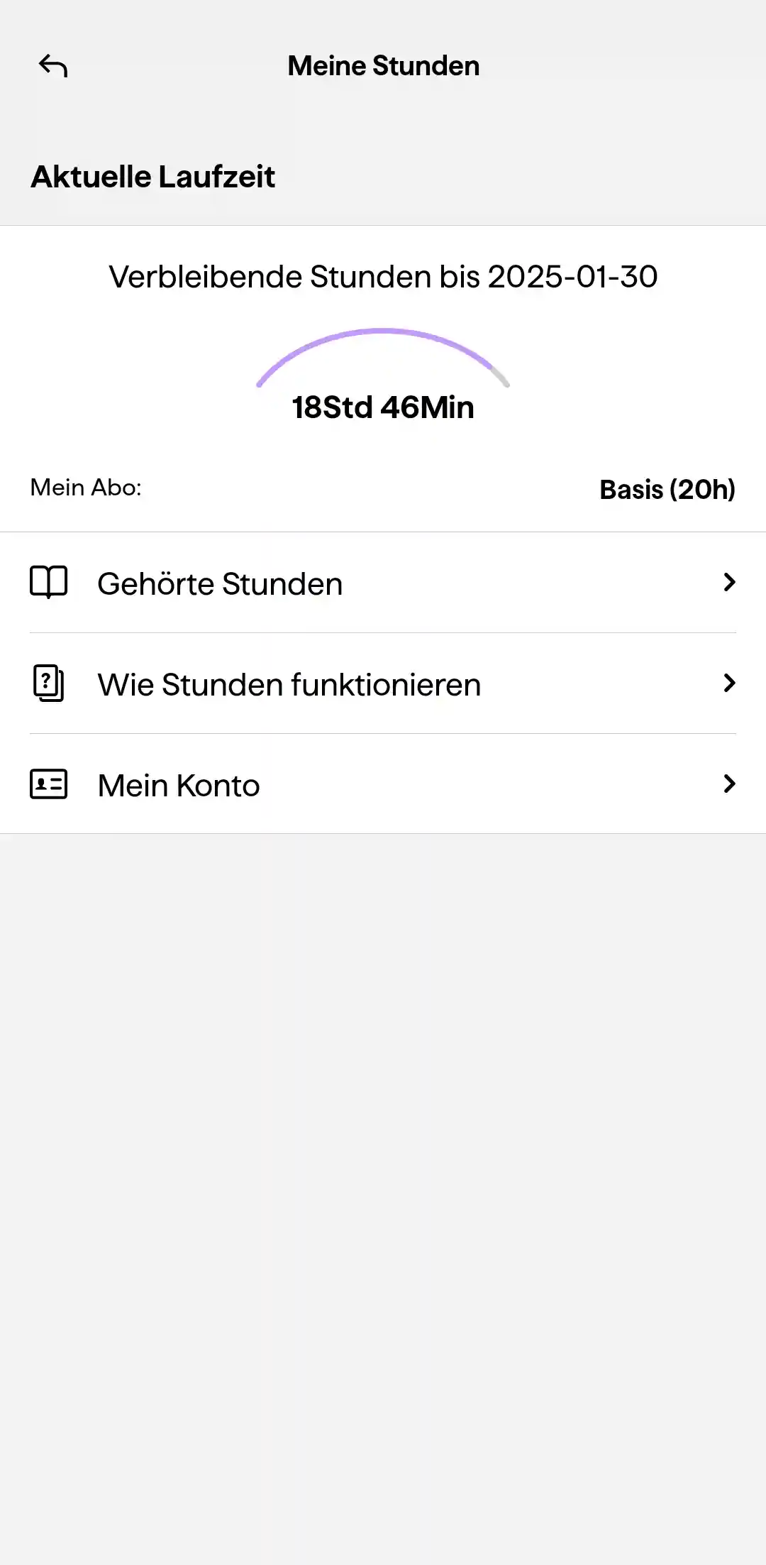 BookBeat App: Gehörte Stunden / wie viele Stunden (2)