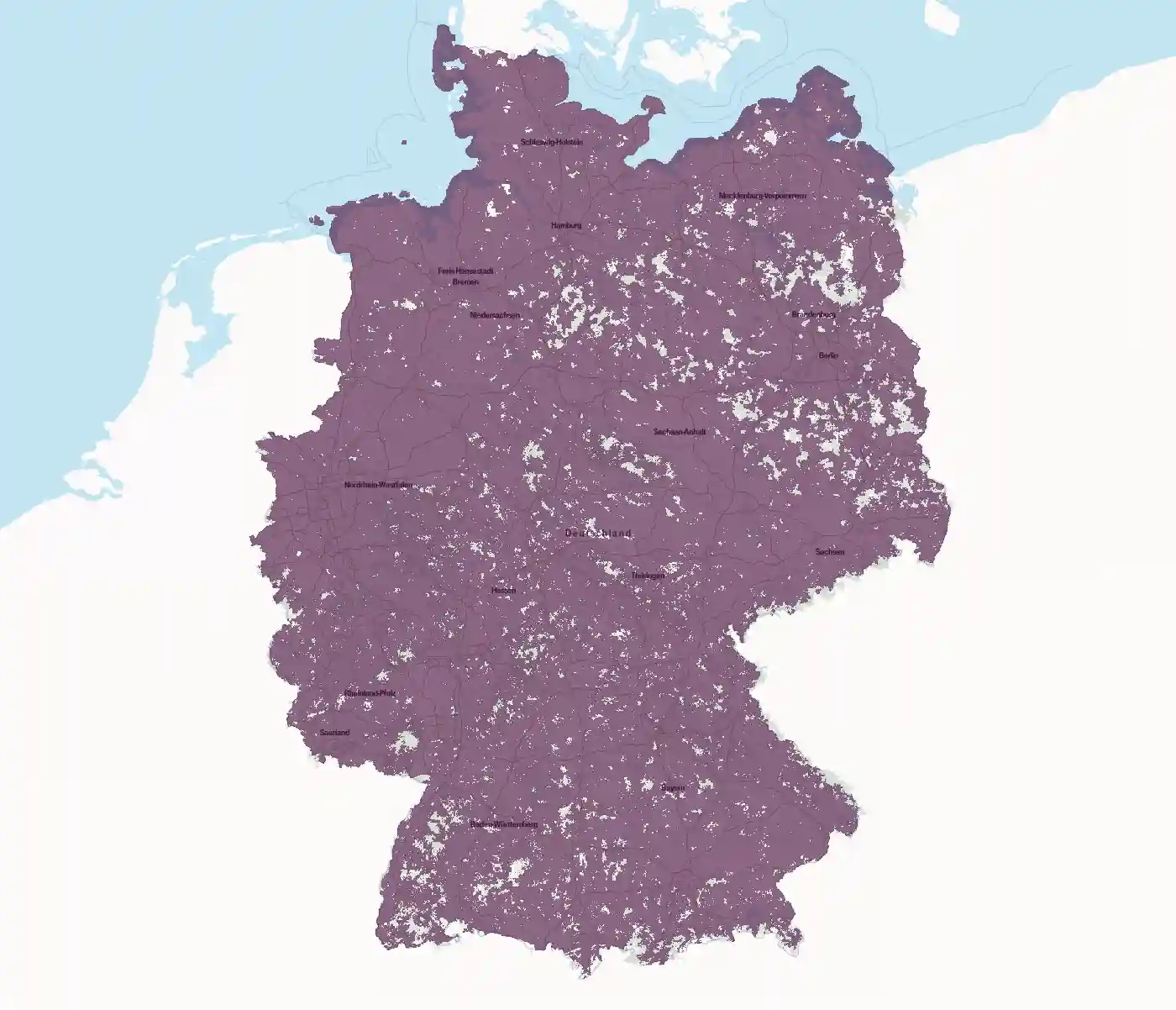 D1 Netz Abdeckung (Deutschland-Karte)