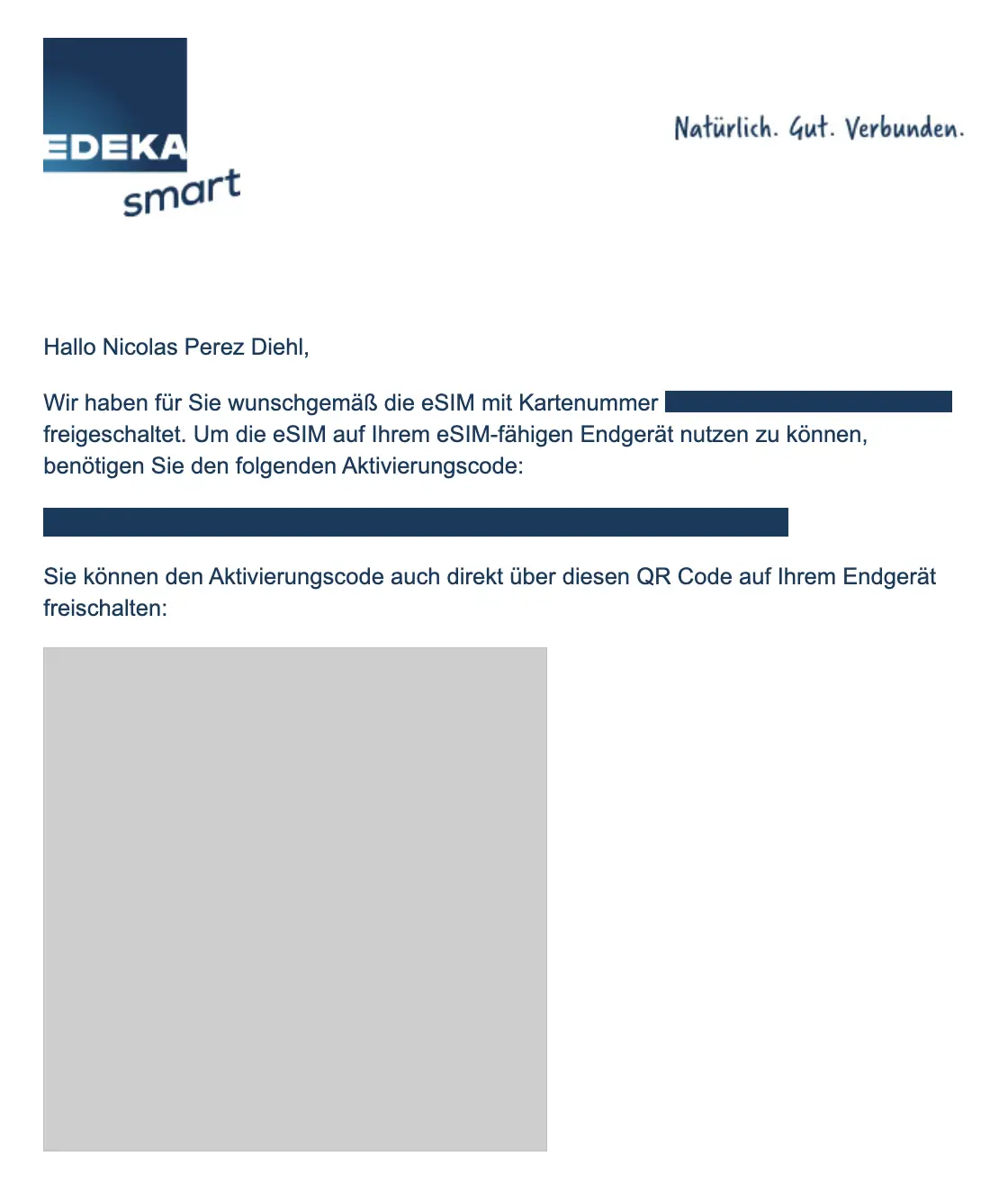 EDEKA smart eSIM aktivieren / freischalten (Mail 2)