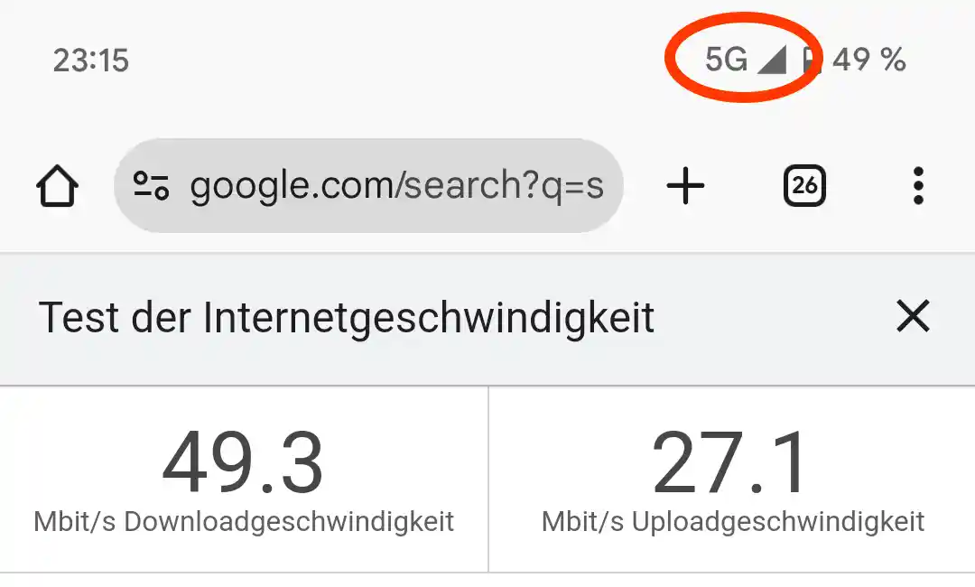 fraenk LTE Geschwindigkeit (5G) Speed-Test / Geschwindigkeit