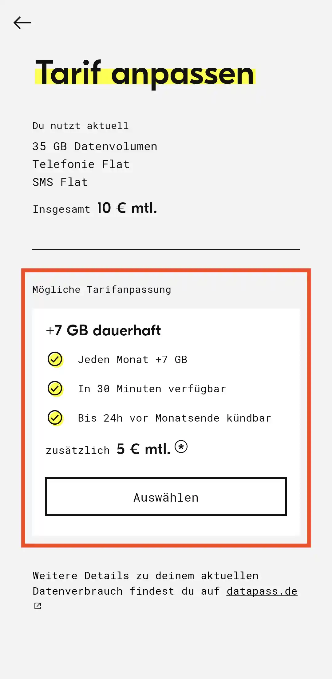 fraenk Tarif-Option mit 14 GB (+ 7 GB) - 2
