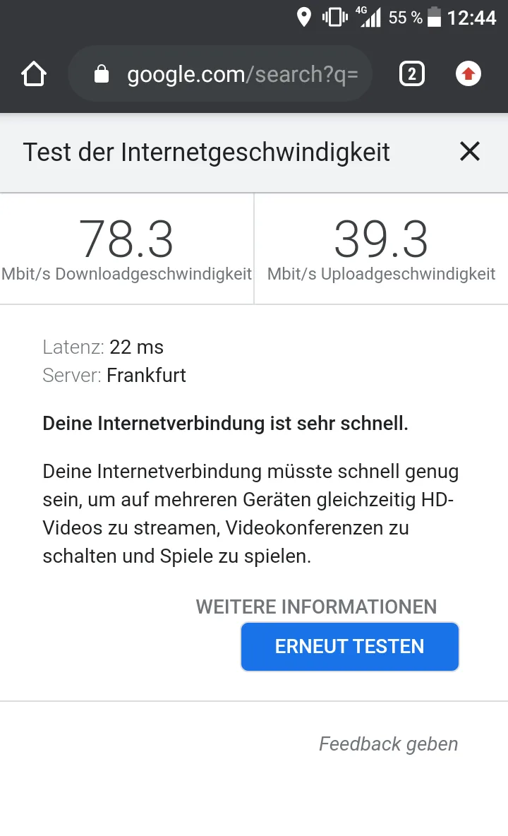 freenet FUNK Geschwindigkeit - Speedtest 2