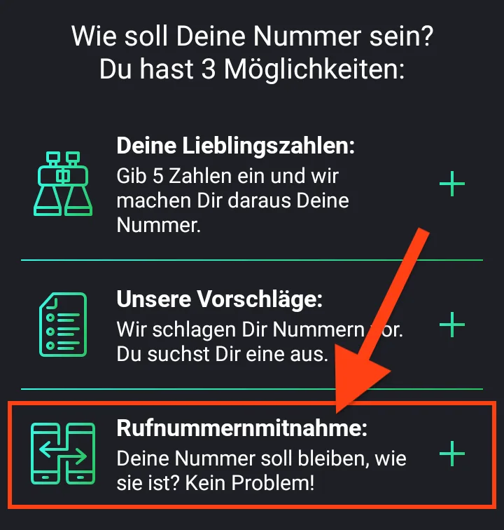 freenet FUNK Rufnummernmitnahme (Anleitung / Screenshot)