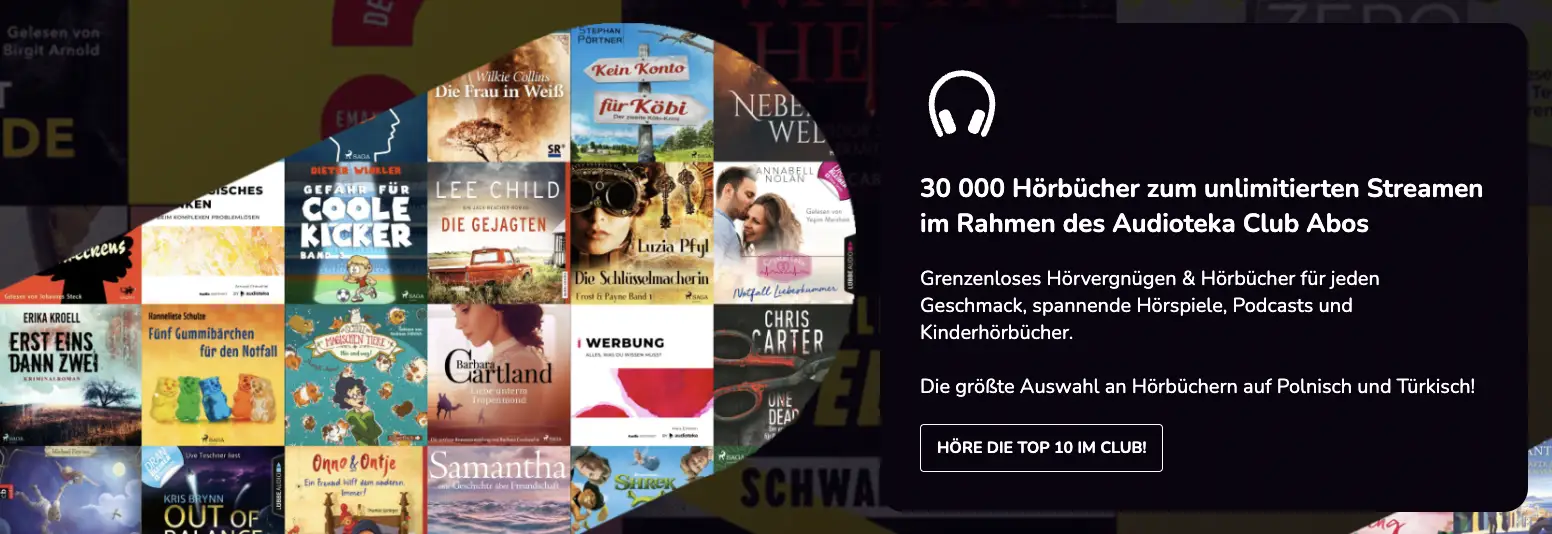 Hörbücher kostenlos hören bei Audioteka