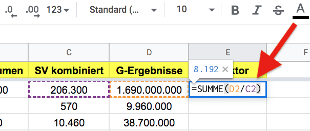 keyword - google ergebnisse x-faktor berechnen formel excel