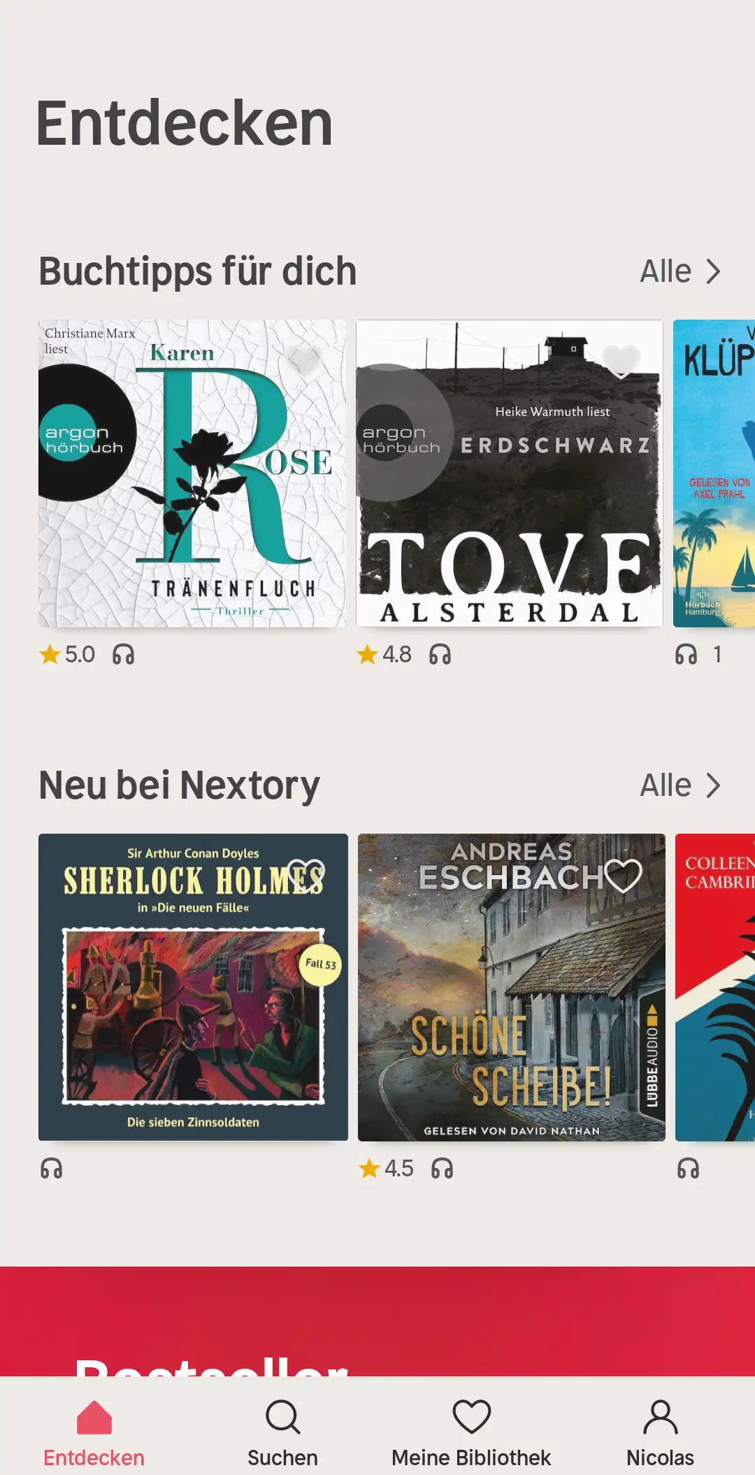 Nextory App: Entdecken