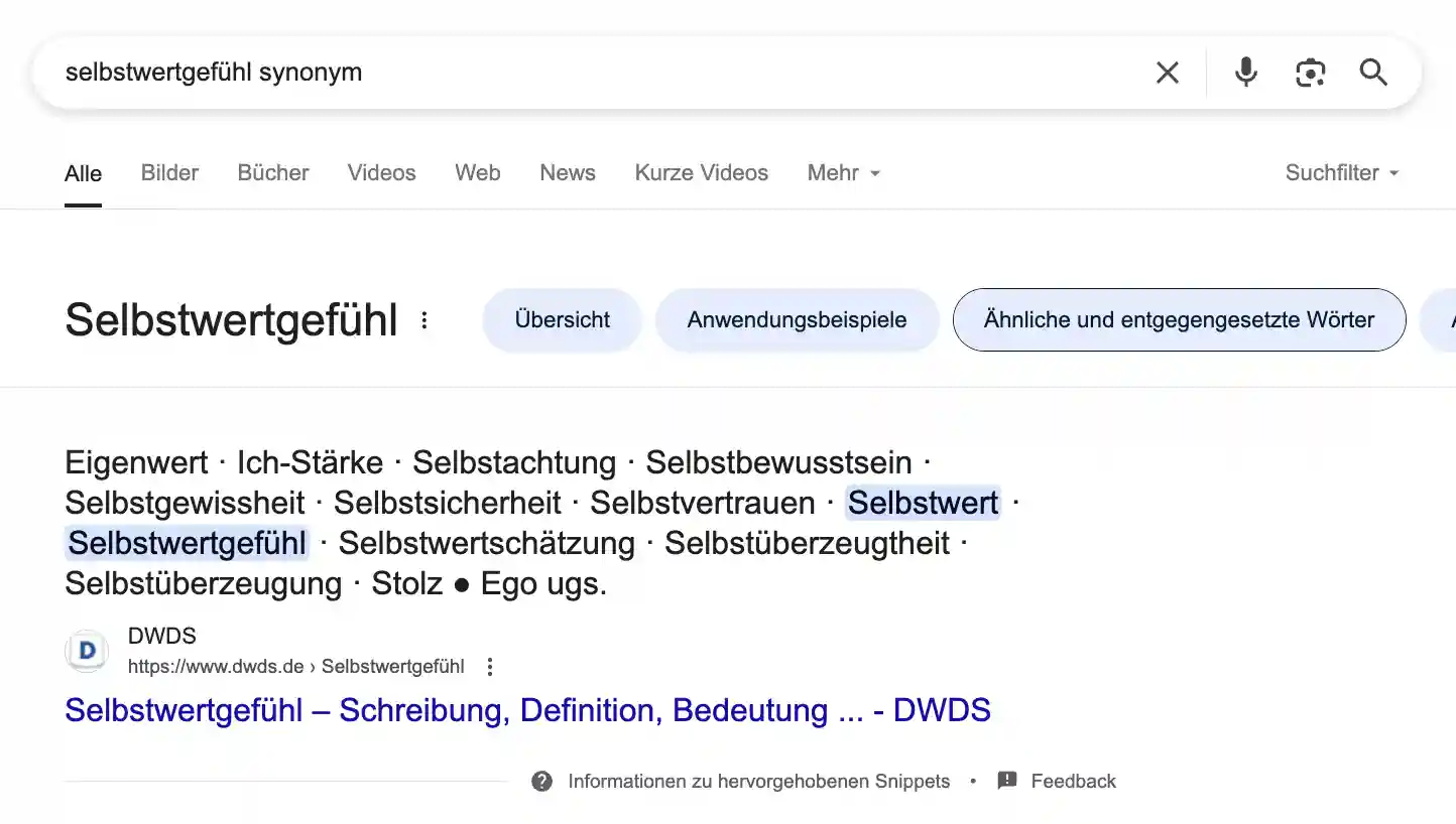 Beispiel: Vorsicht vor falschen Suchintentionen