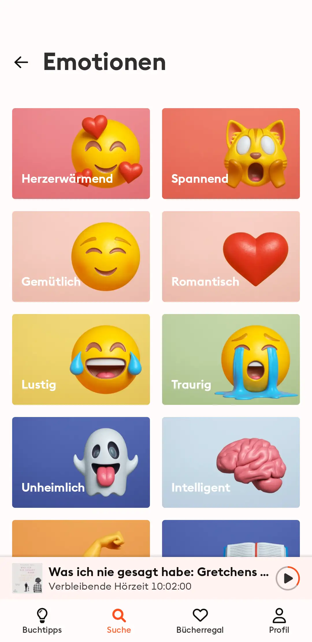 Storytel App: nach Emotionen filtern