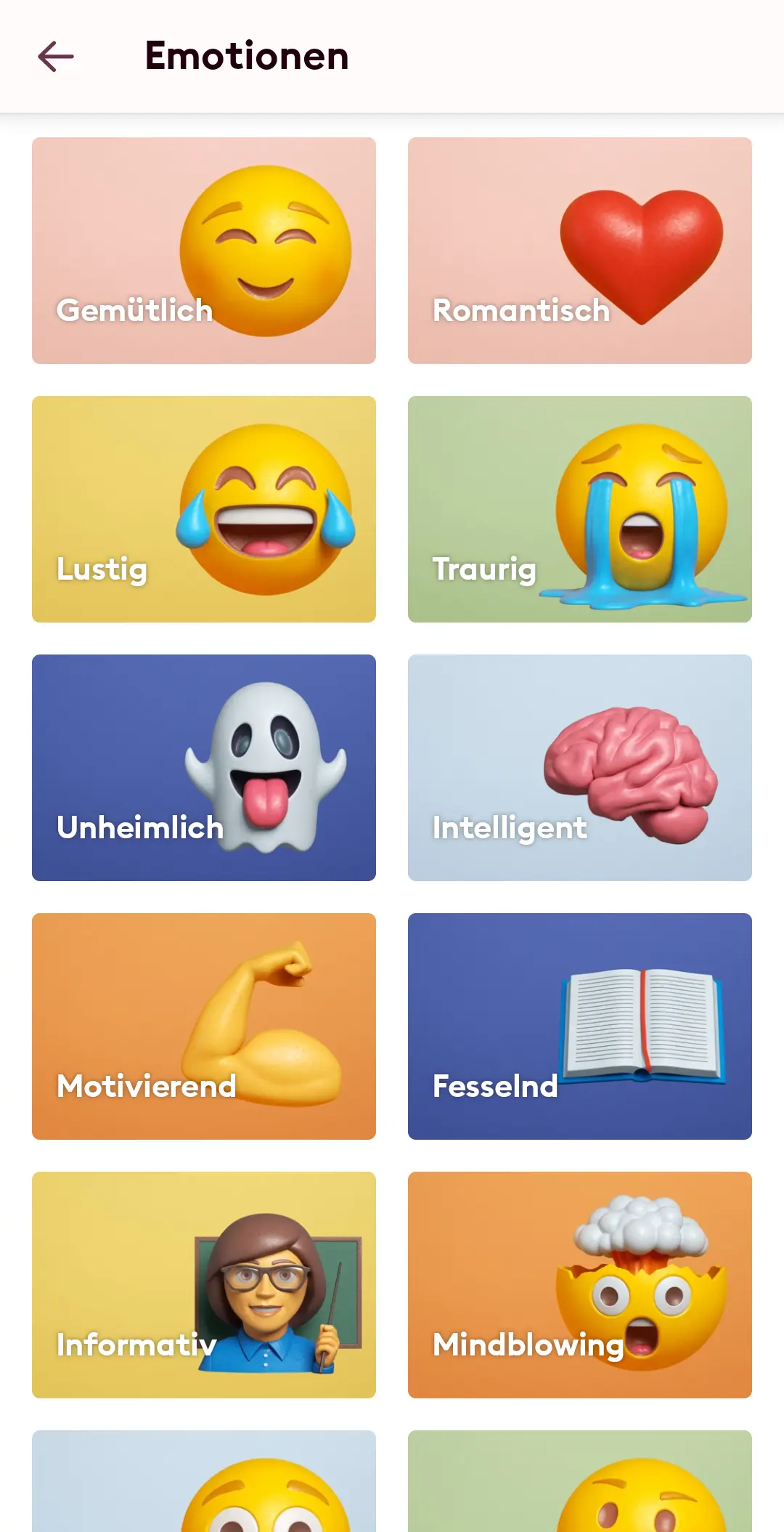 Storytel App: nach Emotionen filtern