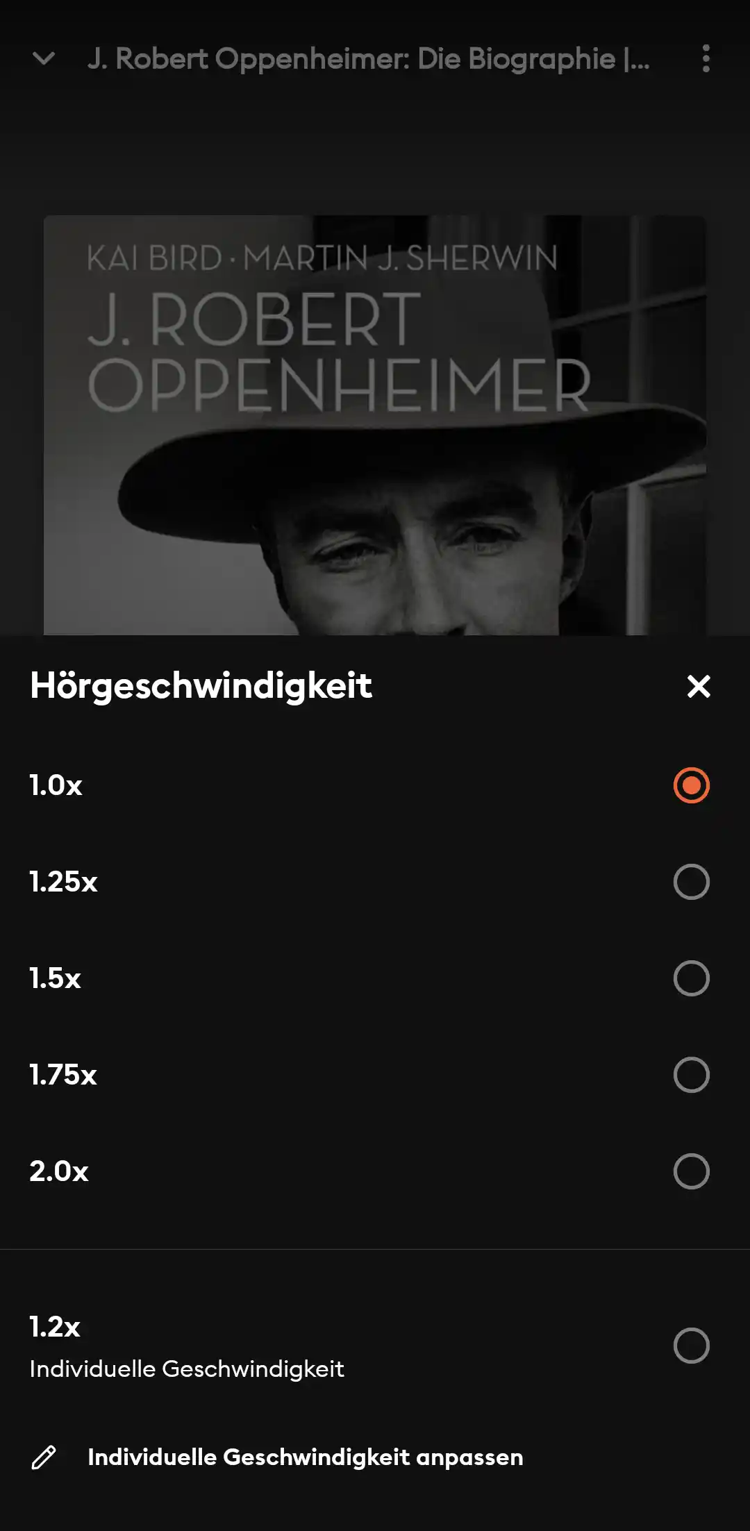 Storytel App: Hörgeschwindigkeit / Geschwindigkeit einstellen