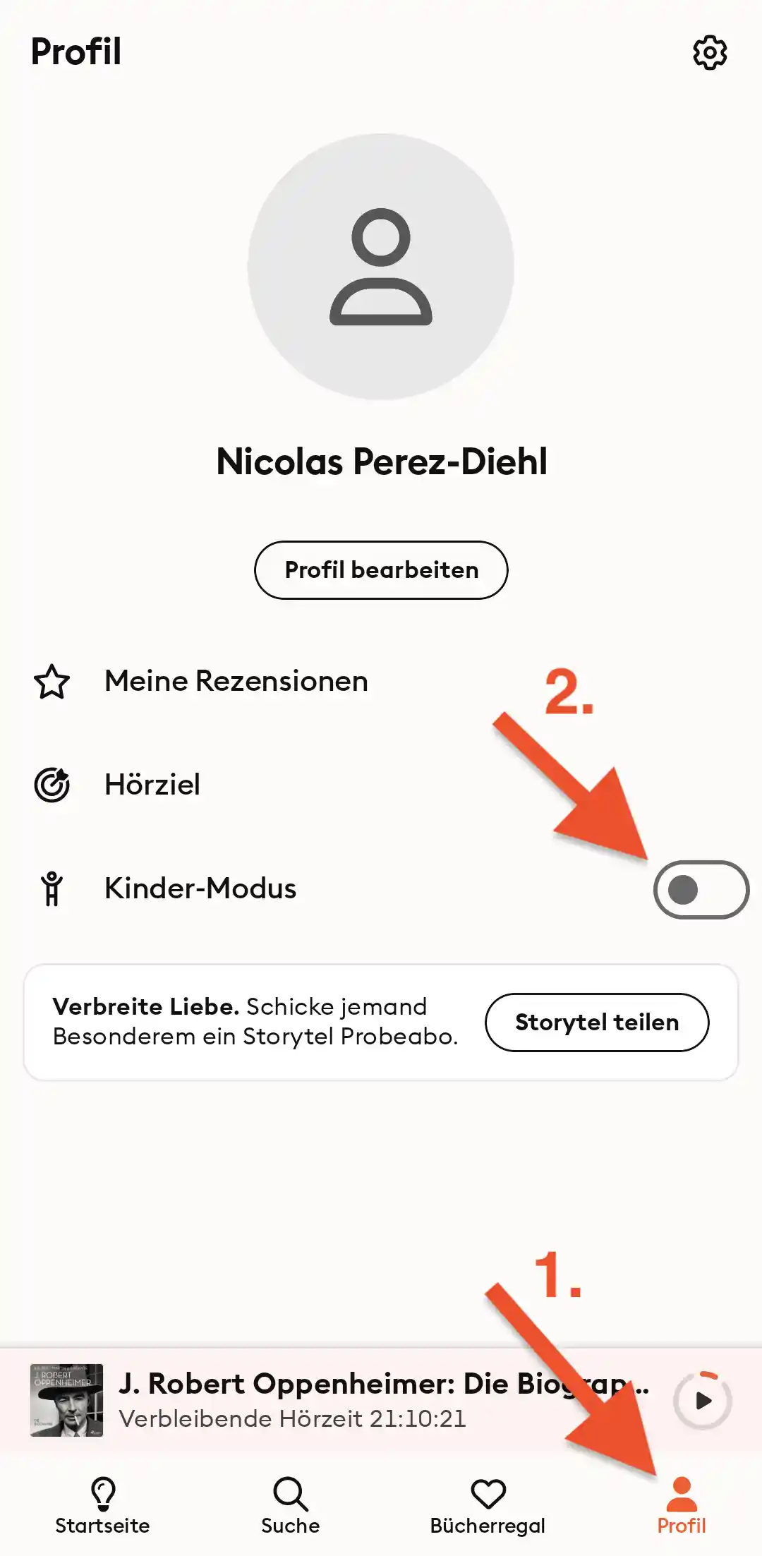 Storytel App: Kindermodus einstellen (1)