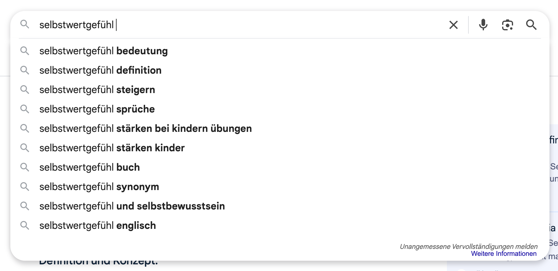 Suggestions Nebenkeywords Suchzeile Google