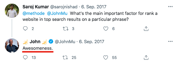 Twitter Post von John Müller (JohnMu)
