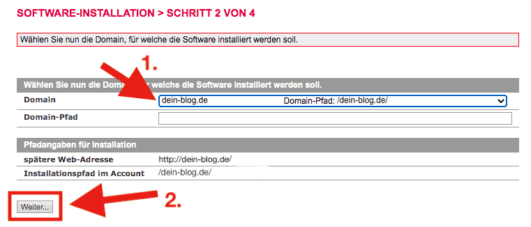 wordpress installieren bei all-inkl - schritt 2