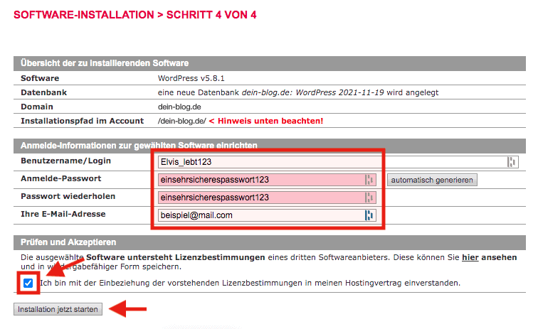 wordpress installieren bei all-inkl - schritt 4