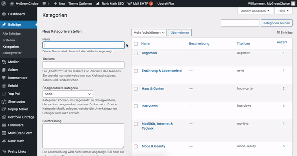 WordPress Kategorien auf noindex stellen